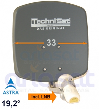 Technisat DigiDish 33cm Alu Sat-Antenne | inkl. Single LNB | Grau